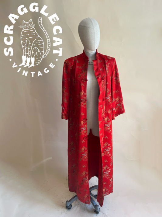 1960's Oriental red satin duster Jacket