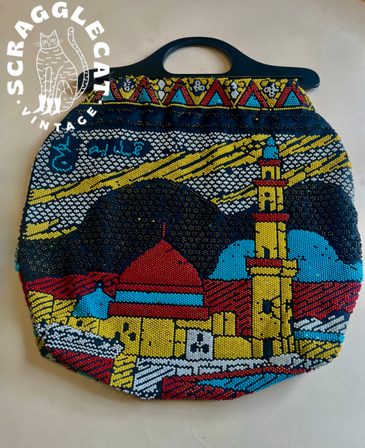 1970’s Bead cloth tourist bag