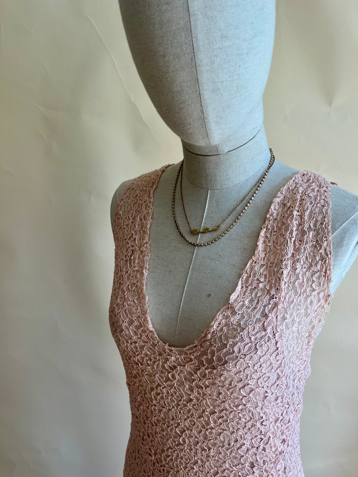 1960’s Pink lace bias cut dress