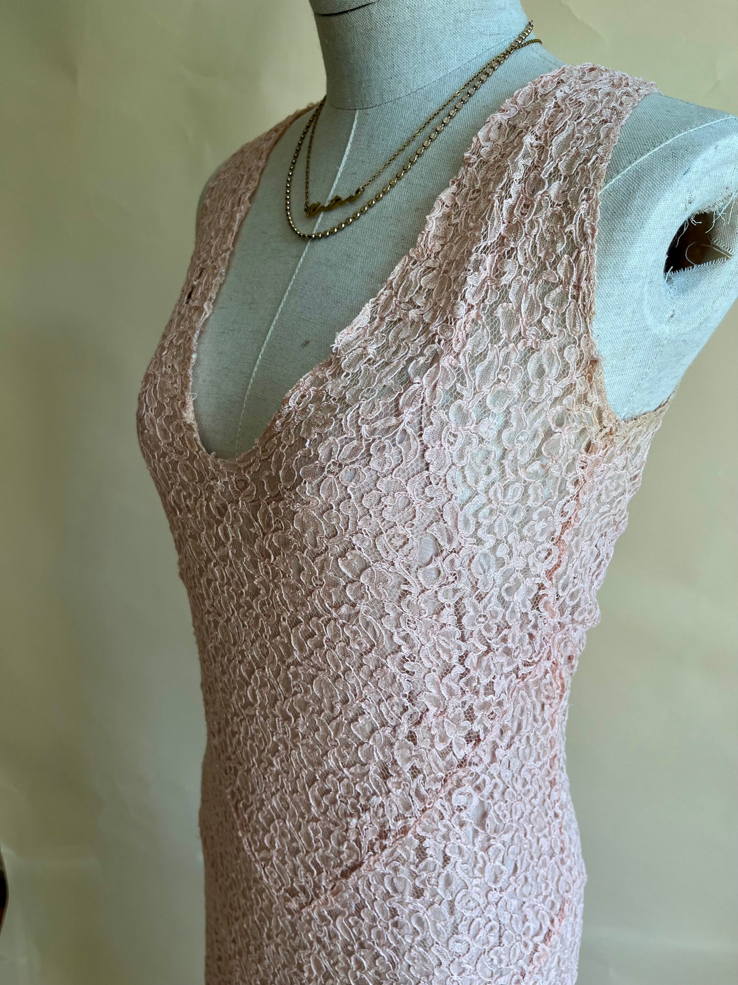 1960’s Pink lace bias cut dress