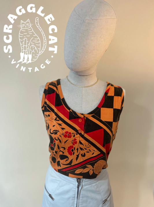 1990’s Geometric orange and black vest