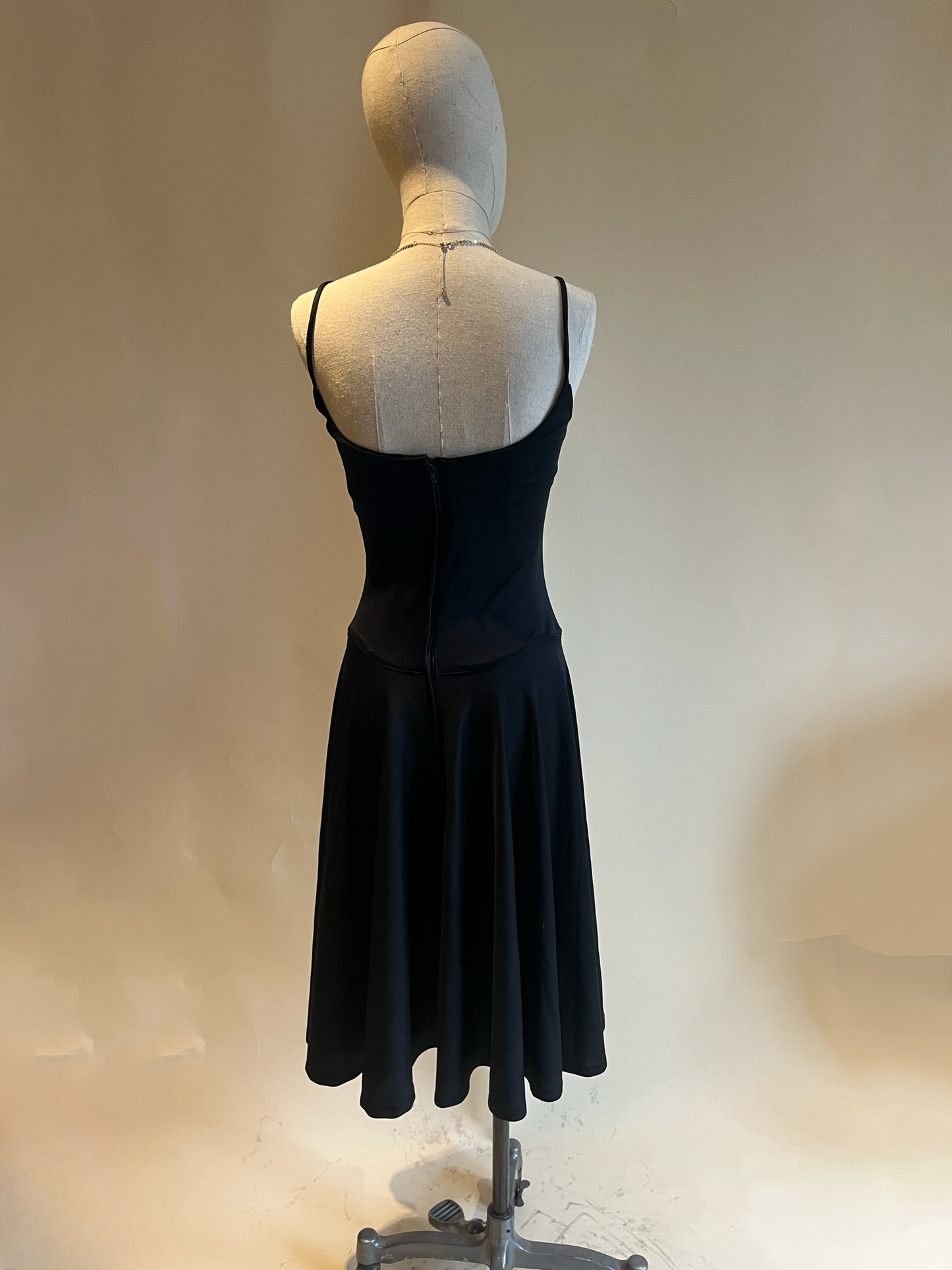 1970's Black stretch dress with diamanté detail