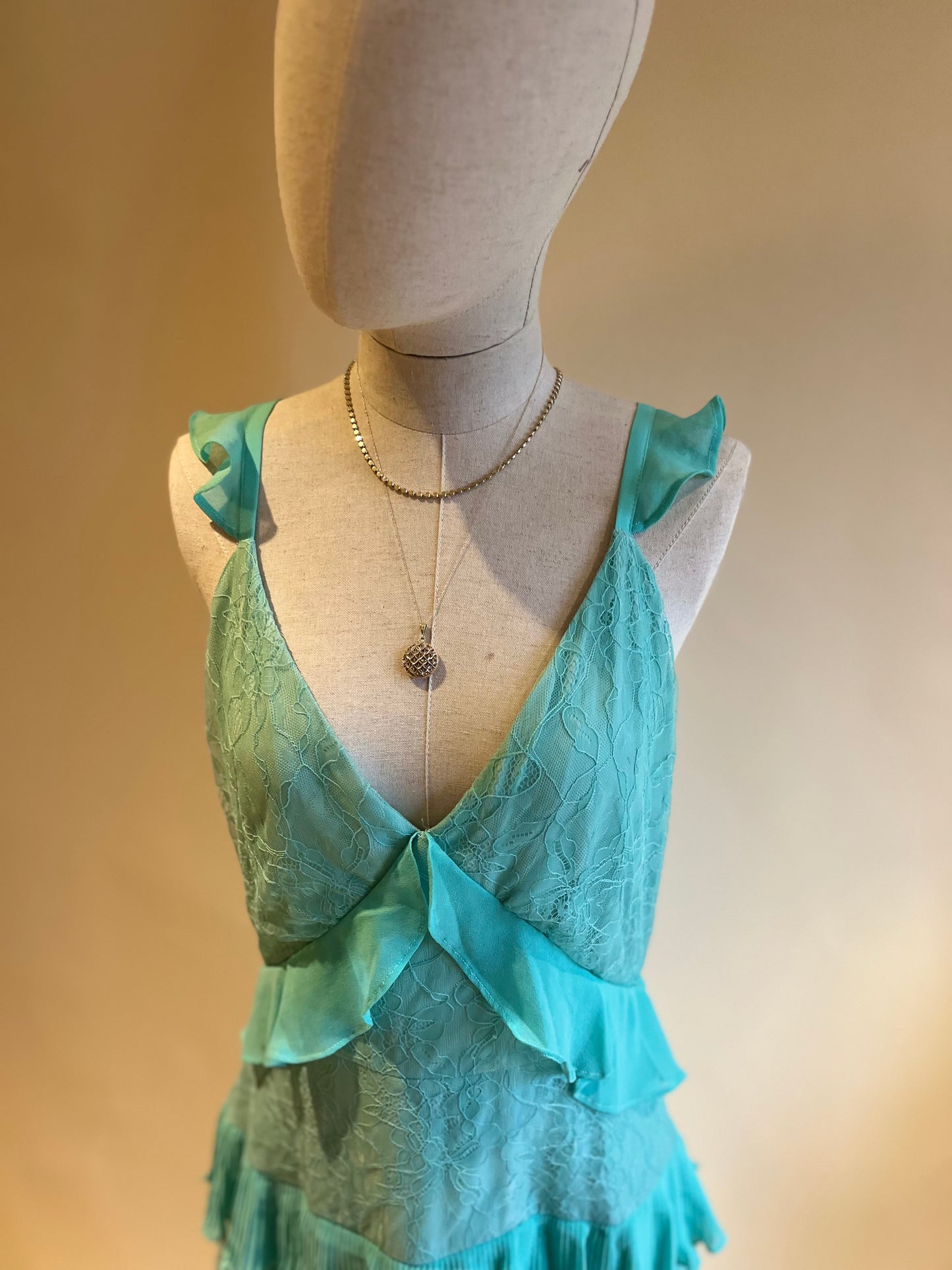 00’s Turquoise frilly dress