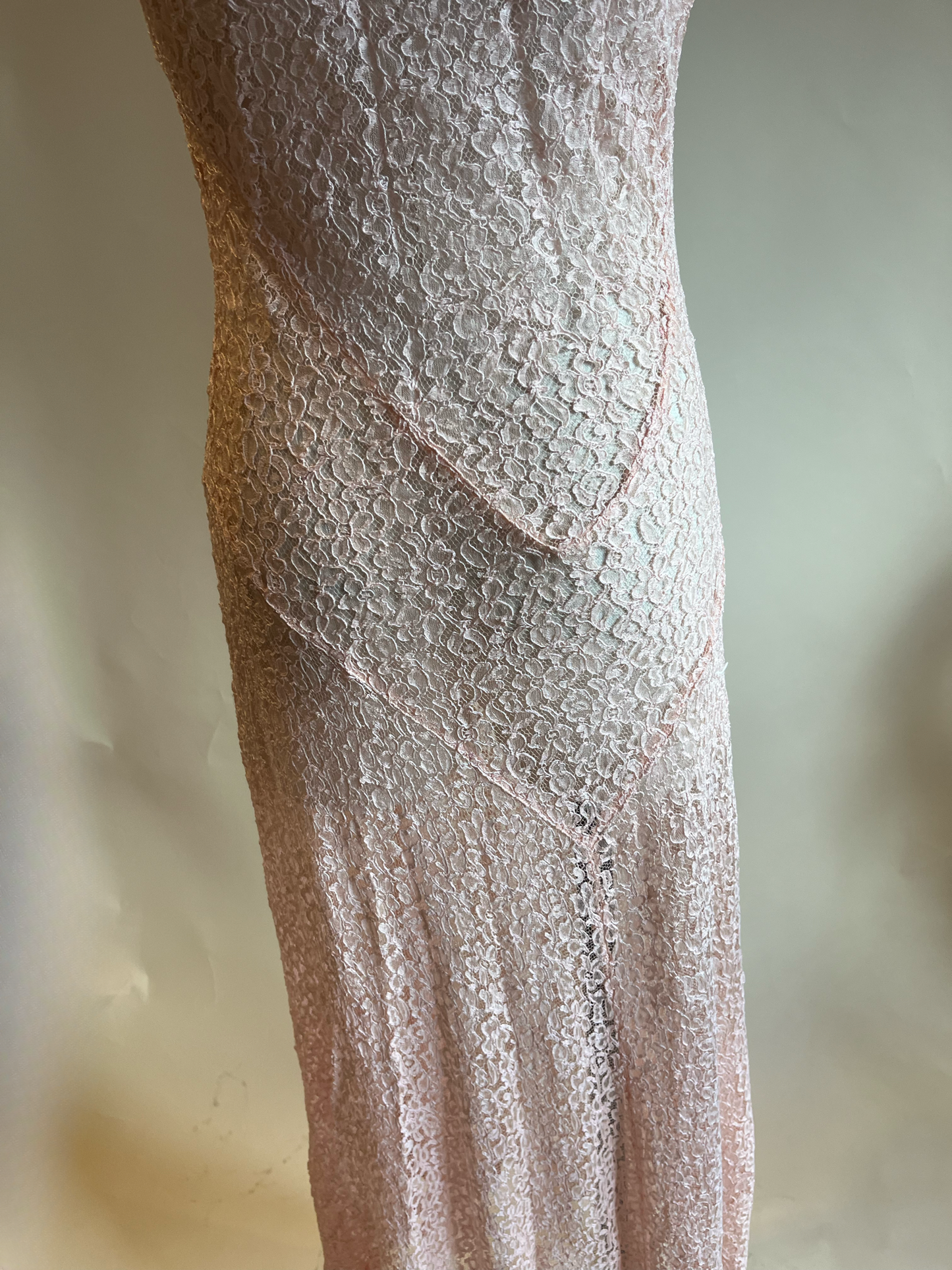 1960’s Pink lace bias cut dress