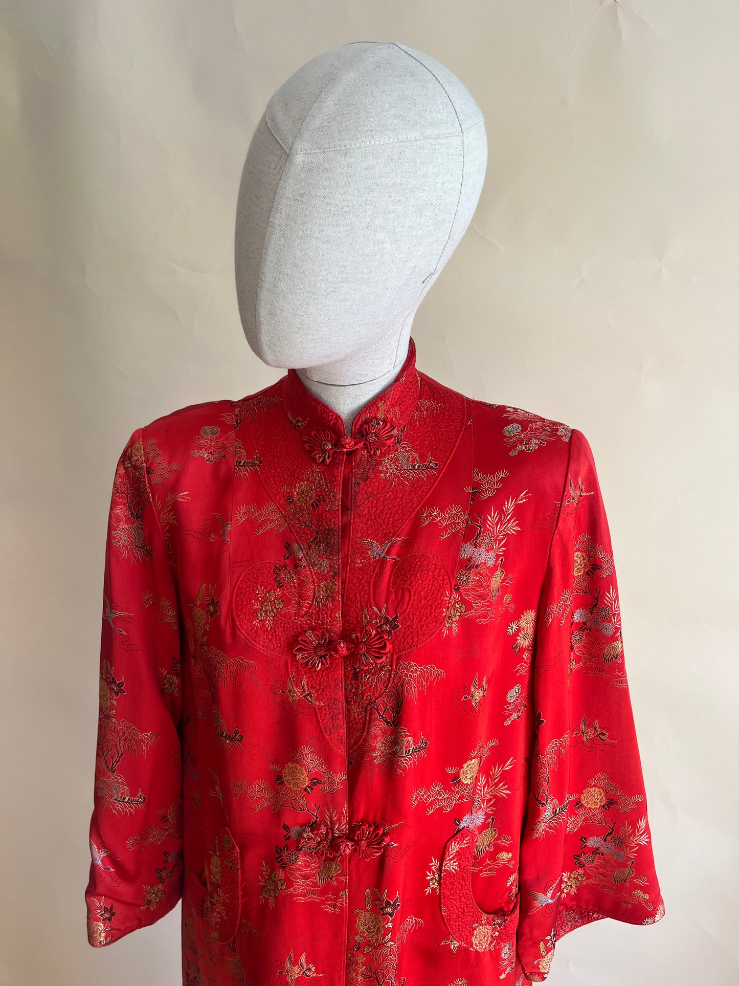 1960's Oriental red satin duster Jacket