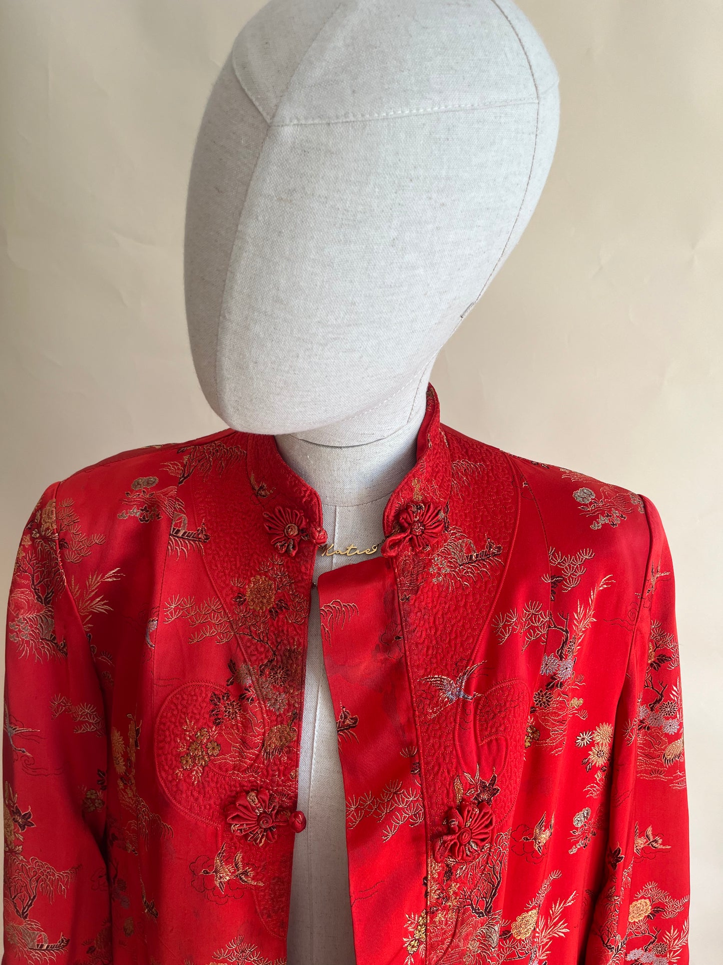 1960's Oriental red satin duster Jacket