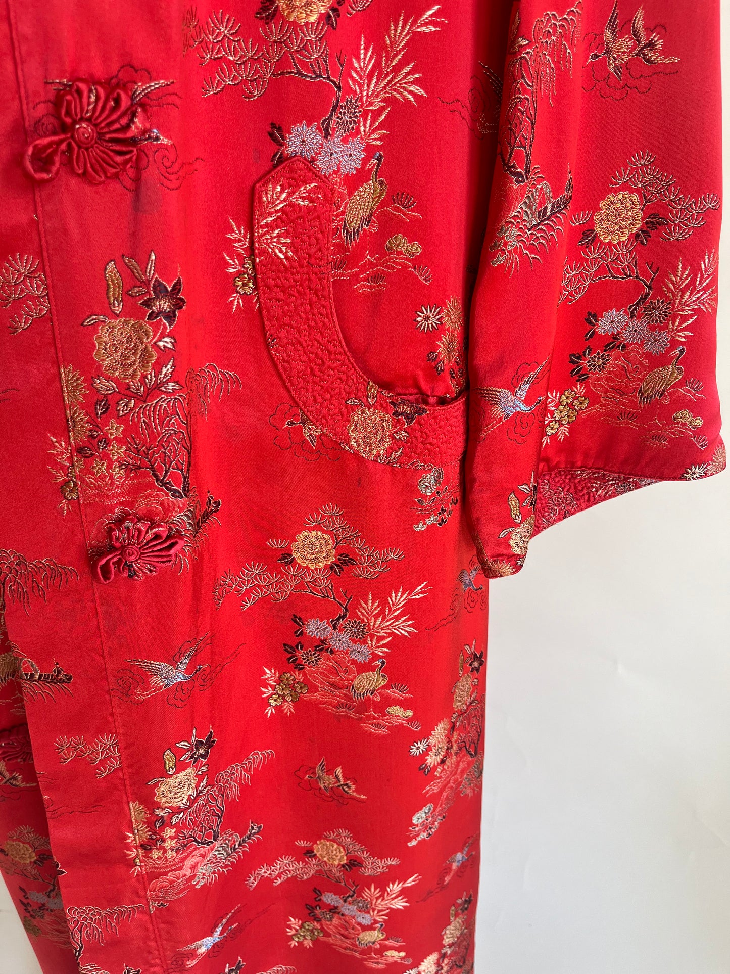 1960's Oriental red satin duster Jacket