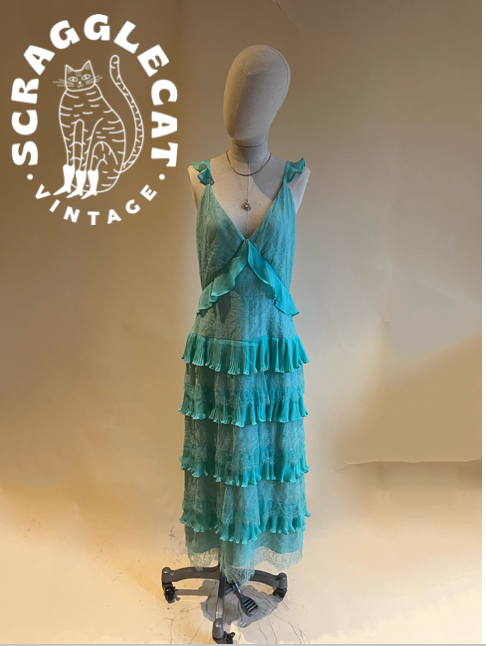 00’s Turquoise frilly dress